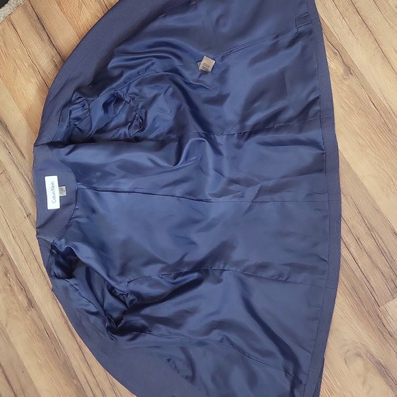 CALVIN KLEIN Blue Vicose Blend Notched Lapel Silvertone Grommet Detail Blazer - Picture 9 of 14